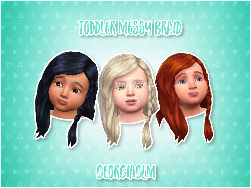Прическа  Toddler Messy Braid  для Симс 4