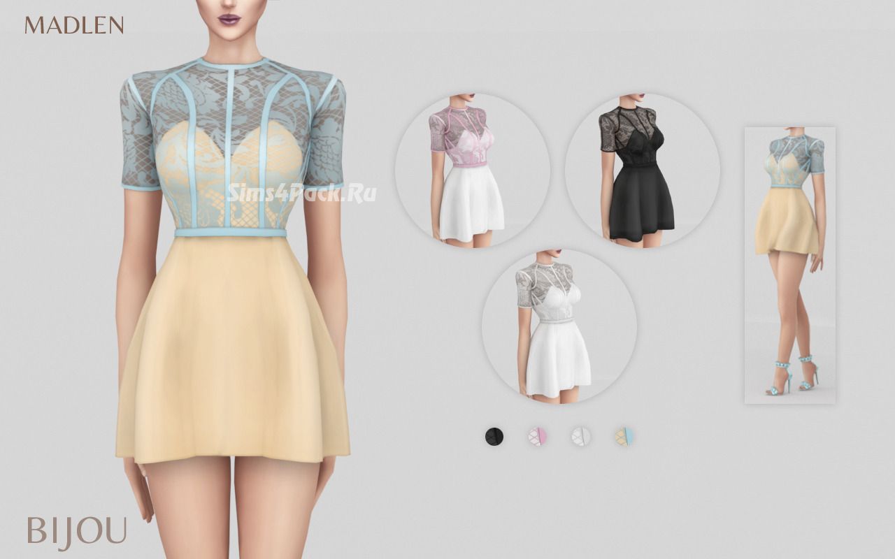 Платье  Bijou Dress  для Симс 4
