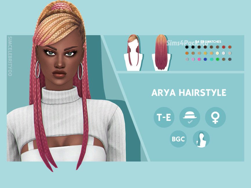 Женская прическа  Arya Hairstyle  для Симс 4