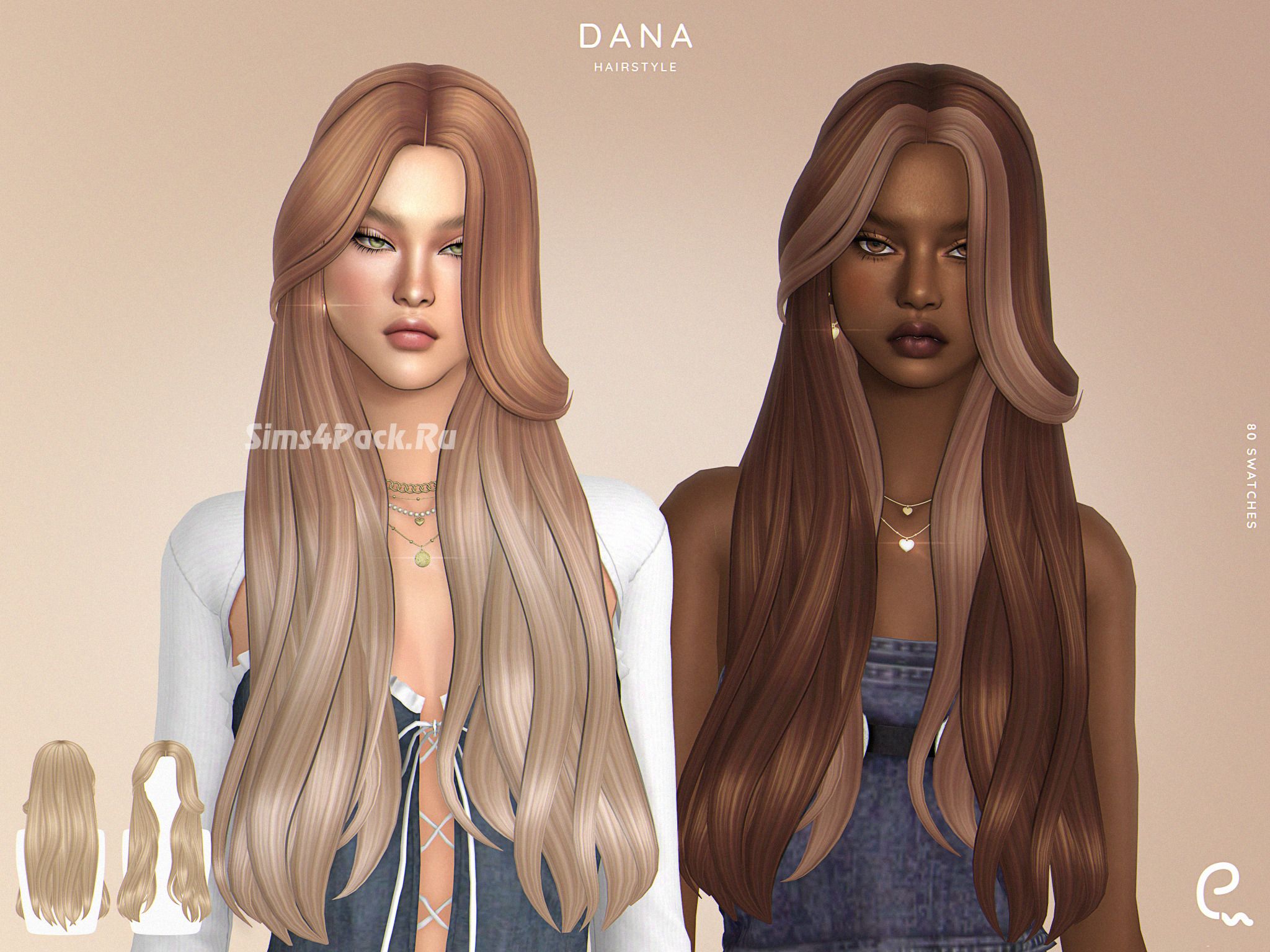 Женская прическа  Dana Hairstyle  для Симс 4