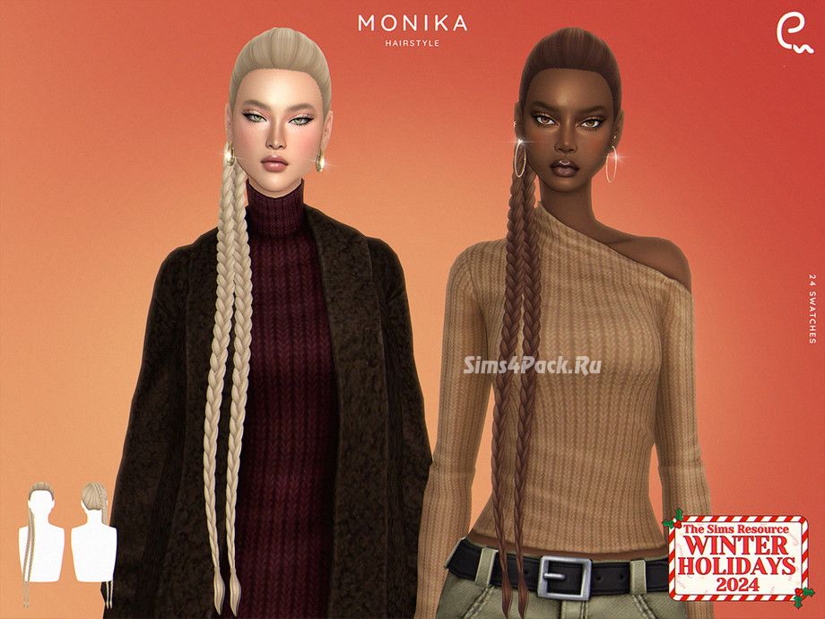 Женская прическа  Monika Hairstyle  для Симс 4
